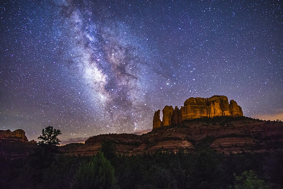 Milky Way above Cathedral Rock in Sedona, Arizona