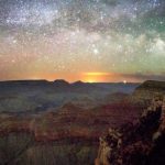 Star filled night sky above the Grand Canyon in Arizona