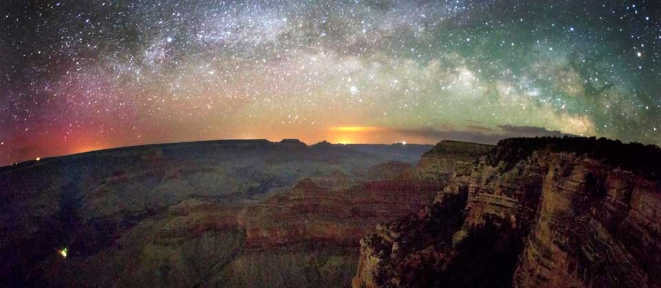 Star filled night sky above the Grand Canyon in Arizona